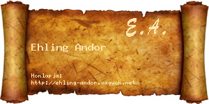 Ehling Andor névjegykártya